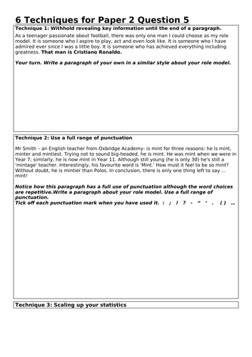 6 techniques for Paper 2 Question 5