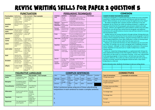 Paper 2 Question 5 Revision Mat Activity