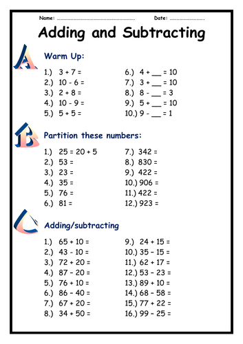 Year 2 - Adding and Subtracting - not crossing tens boundary