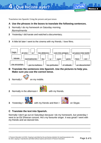 Viva 2 Module 2-Todo sobre mi vida (set of lessons and Sentence ...
