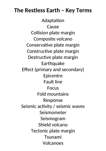 KS3 Natural Hazards / Tectonics / Restless Earth - Full Unit with All ...