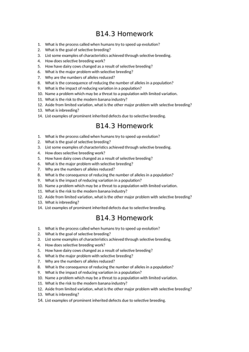 AQA GCSE Biology (9-1) B14.3 Selective breeding - FULL LESSON