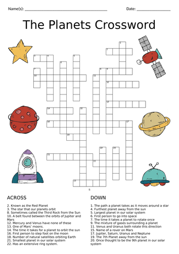 Planets Crossword Puzzle A3 Teaching Resources