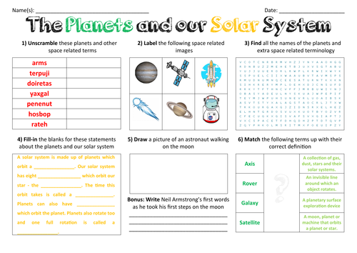 The Planets of our Solar System - Large Puzzle Sheet | Teaching Resources