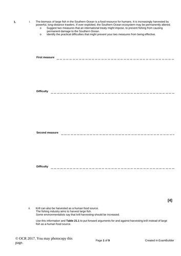 OCR Biology A- Chapter 24 Populations and Sustainability | Teaching ...