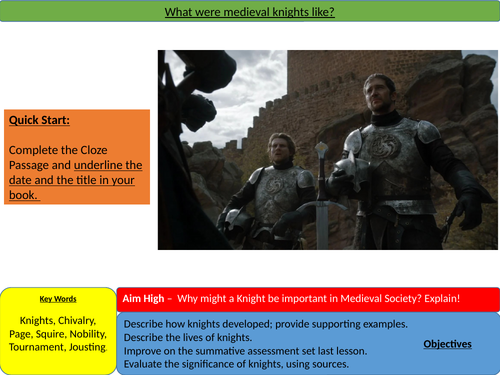 KS3 History - What was life as a Knight like? | Teaching Resources