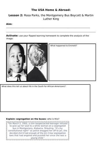 USA Home and Abroad: Rosa Parks, The Montgomery Bus Boycott & Martin ...