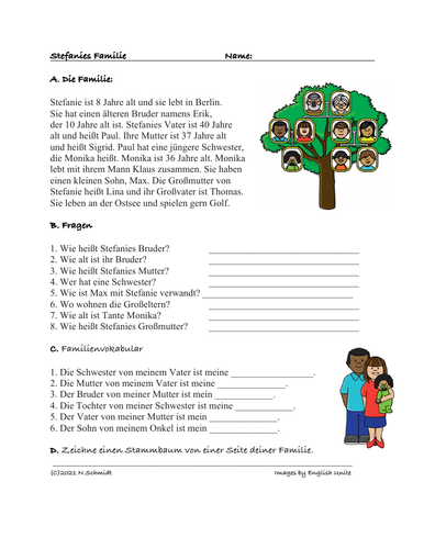 Easy German Reading on Family Tree: Die Familie von Stefanie