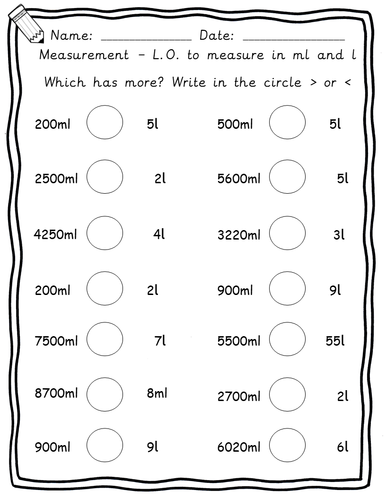 year 3 maths measurement capacity and length worksheets