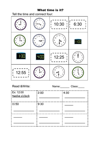 Telling the time speaking and writing practice. | Teaching Resources