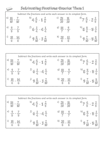 Subtracting Fractions Greater Than 1 - Year 5 Fractions Lesson 6 - Year ...