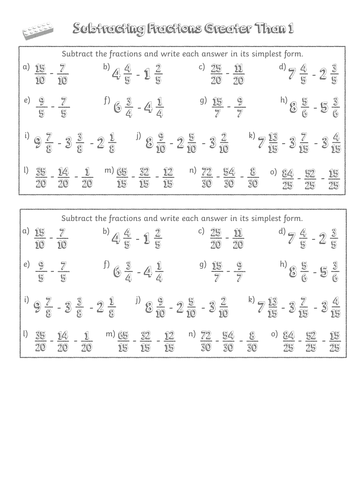 Subtracting Fractions Greater Than 1 - Year 5 Fractions Lesson 6 - Year ...