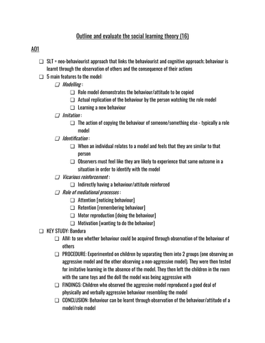 Social Learning Theory Approach Essay Plan