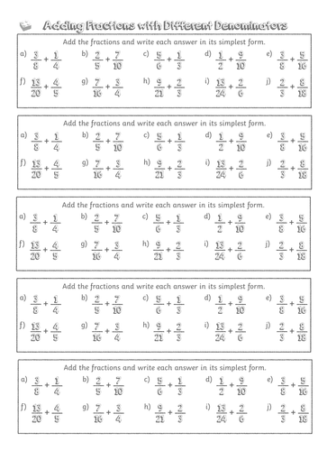 Adding Fractions with Different Denominators Y5 Fractions Lesson 7 ...