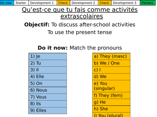 Qu’est-ce que tu fais comme activités extrascolaires? Dynamo 3 Module 1.1