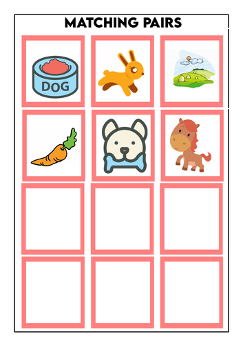 Matching Pairs Worksheets KS1 Set 2