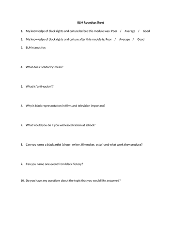 Black Lives Matter PSHE Scheme of Work | Teaching Resources
