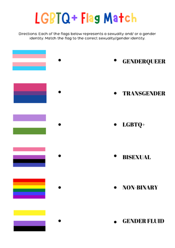 Lgbtq Flag Matching 2x Tasks And Answers Pride Month Equality And Diversity Teaching Resources 