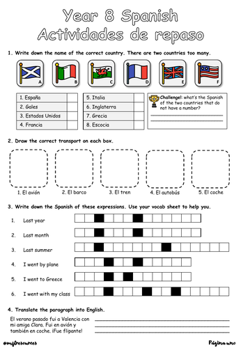 spanish ks3 viva 2 yr8 revision booklet for modules 1 and 2