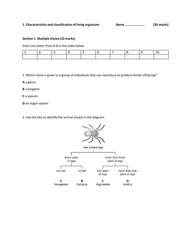 Igcse Biology Past Papers Classification