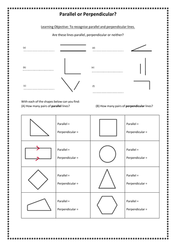 parallel and perpendicular lines in shapes | Teaching Resources