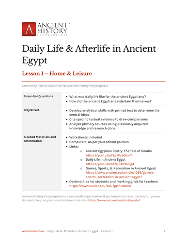 Daily Life & Afterlife in Ancient Egypt | Teaching Resources