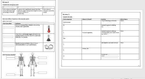 GCSE PE Exam 2 Revision activities | Teaching Resources