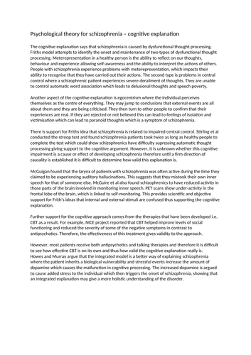 thesis statement for schizophrenia