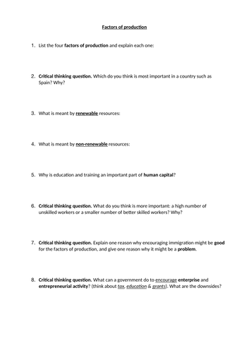 Factors of production (AS-level Economics)