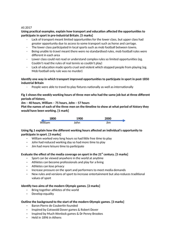 OCR A-Level PE Past Paper Q&As | Teaching Resources