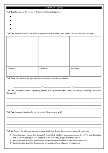 Macbeth Worksheets | Teaching Resources