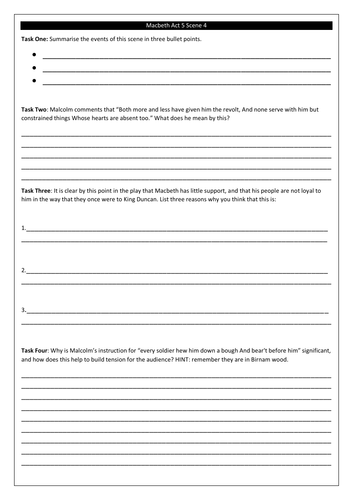 Macbeth Worksheets | Teaching Resources