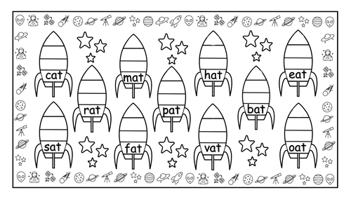 Spelling 3 Letter Words with a Space Theme Teaching Resources