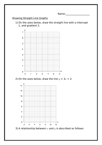 DRAWING STRAIGHT LINE GRAPHS WORKSHEET | Teaching Resources