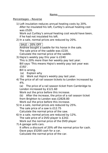 percentages-reverse-worksheet-teaching-resources