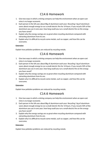 AQA GCSE Chemistry (9-1) - C14.6 Reduce, reuse and recycle FULL LESSON ...