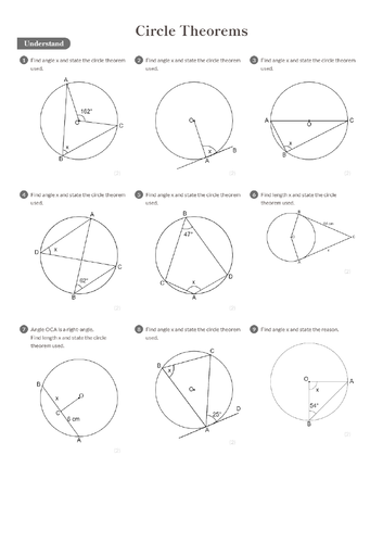 Circle Theorems Worksheet Answers Higher Gcse Teaching Resources 6478