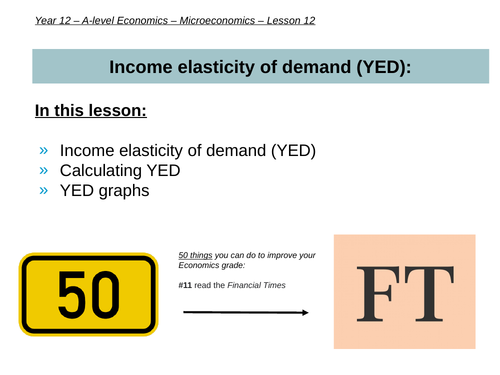 YED: Income elasticity of demand (AS-level Economics) | Teaching Resources