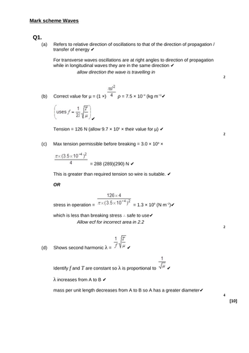 A level Physics - Waves and optics (Chapter 4) Waves - Assessment