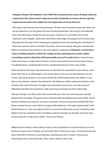 AQA English Language paper 1 question 4 evaluation Handmaid's Tale ...
