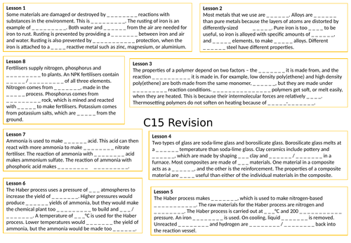 AQA GCSE Chemistry  (9-1) C15 Using our resources - Gap fill mind map for revision