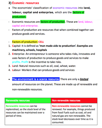 Aqa A Level Economics Economic Methodology And The Economic Problem Teaching Resources