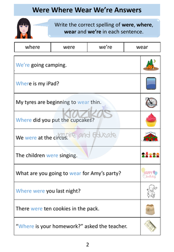 Functional Skills English - Entry Level 1 - Homophones - Where, Were ...