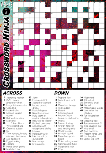 Crossword Ninja Puzzle Series 1 No 8 Teaching Resources