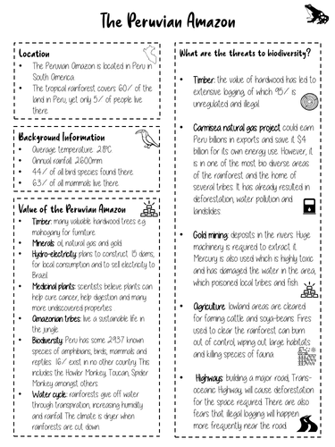 Peruvian Amazon Knowledge Organiser