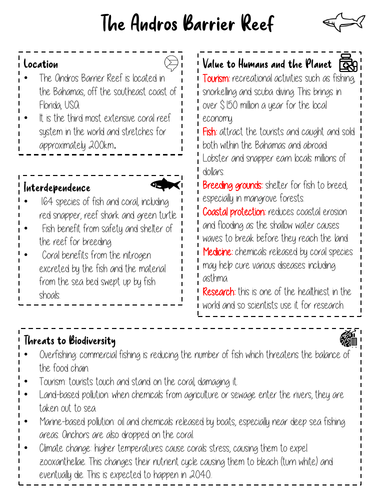 Andros Barrier Reef Knowledge Organiser