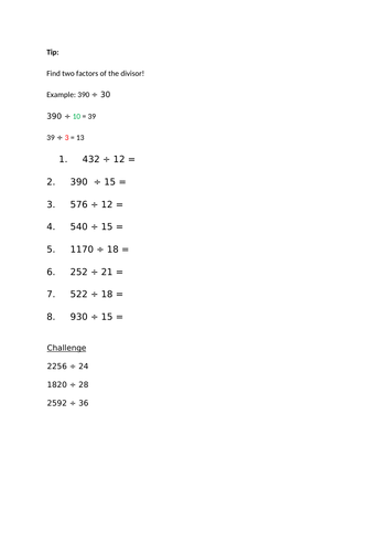 Long division plan | Teaching Resources