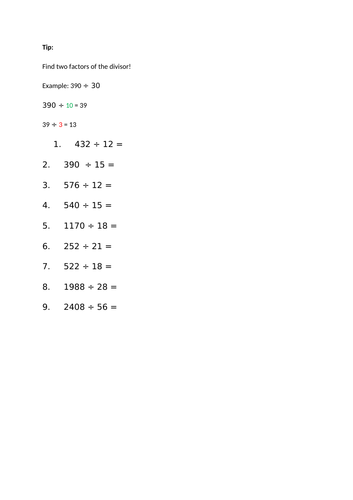 Long division plan