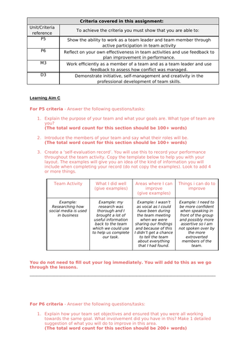 unit 9 assignment 3 business