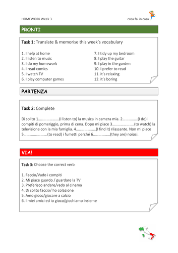 homework italian translation